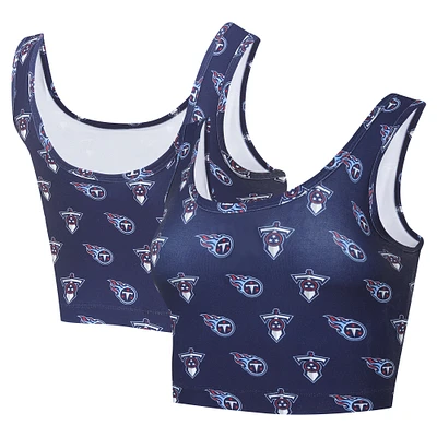 Women's Concepts Sport Navy Tennessee Titans Record Allover Print Bralette