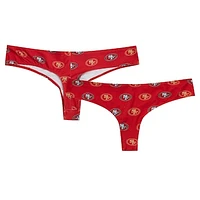 Women's Concepts Sport Scarlet San Francisco 49ers Record Allover Print Knit Thong