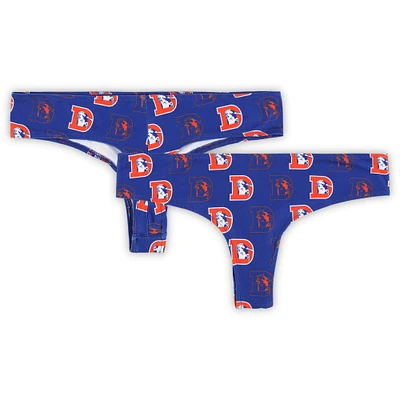 Women's Concepts Sport Royal Denver Broncos Record Allover Print Knit Thong