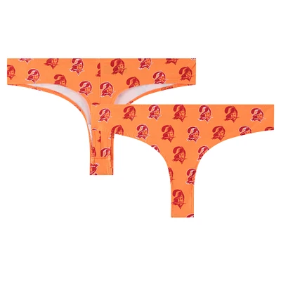 Women's Concepts Sport Orange Tampa Bay Buccaneers Record Allover Print Knit Thong