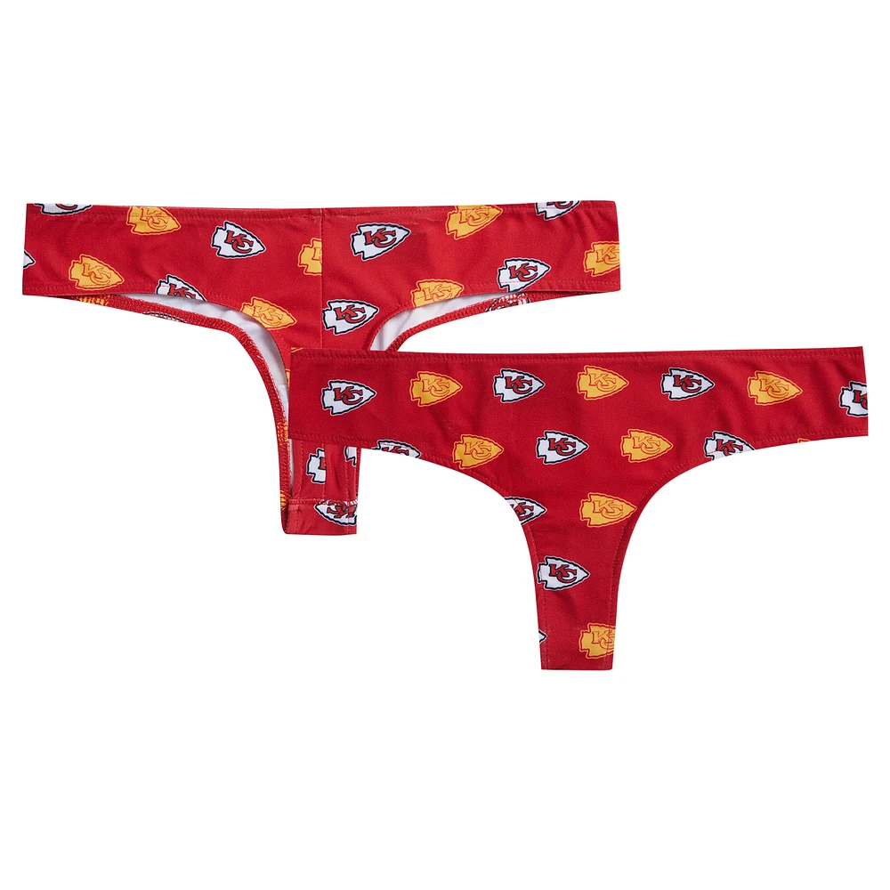 Women's Concepts Sport Red Kansas City Chiefs Record Allover Print Knit Thong