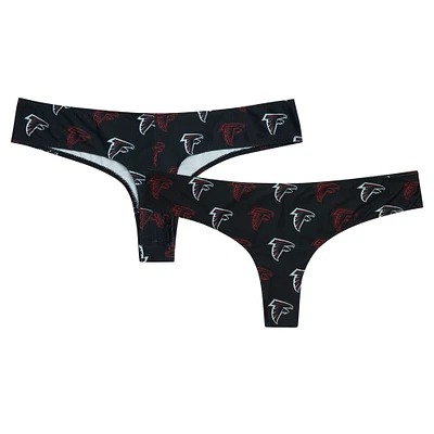 Women's Concepts Sport Black Atlanta Falcons Record Allover Print Knit Thong