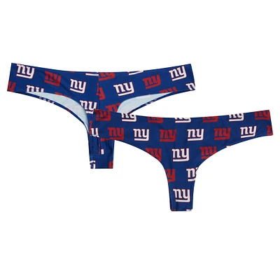 Women's Concepts Sport Royal New York Giants Record Allover Print Knit Thong