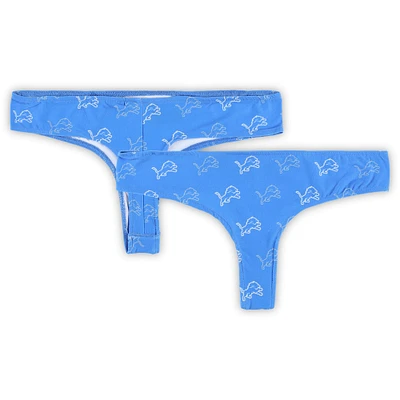 Women's Concepts Sport Blue Detroit Lions Record Allover Print Knit Thong