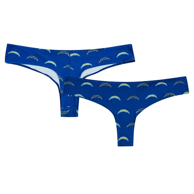 Women's Concepts Sport Royal Los Angeles Chargers Record Allover Print Knit Thong