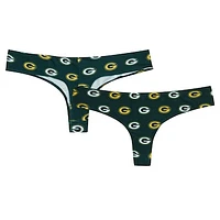 Women's Concepts Sport Green Green Bay Packers Record Allover Print Knit Thong