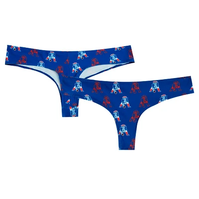 Women's Concepts Sport Royal New England Patriots Record Allover Print Knit Thong