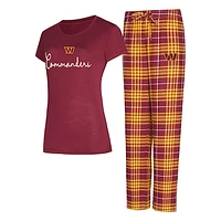 Women's Concepts Sport Washington Commanders Vector T-Shirt & Flannel Pants Sleep Set