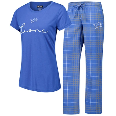 Women's Concepts Sport Detroit Lions Vector T-Shirt & Flannel Pants Sleep Set