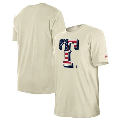 Men's New Era Cream Texas Rangers Americana Flag Fill T-Shirt