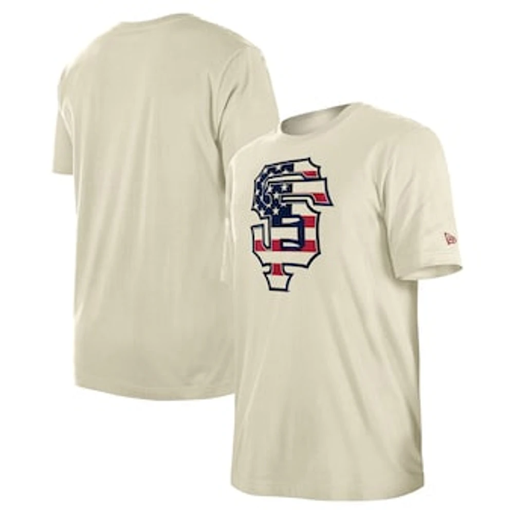 Men's New Era Cream San Francisco Giants Americana Flag Fill T-Shirt