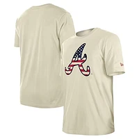 Men's New Era Cream Atlanta Braves Americana Flag Fill T-Shirt