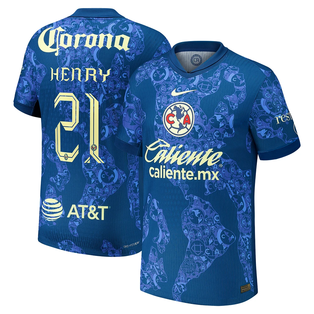 Men's Nike Henry Martin Blue Club America 2024/25 Away Authentic Player Jersey