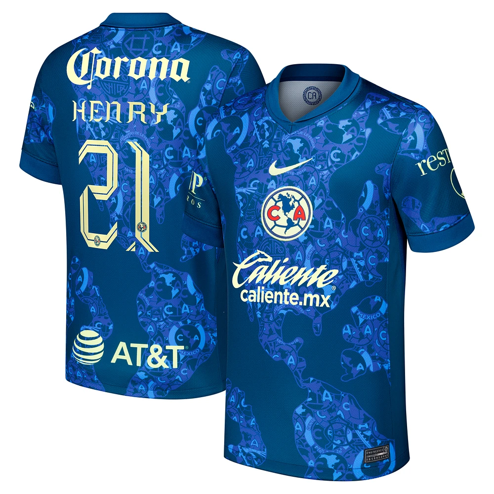 Men's Nike Henry Martin Blue Club America 2024/25 Away Replica Player Jersey