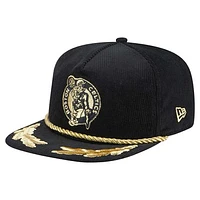 Men's New Era  Black Boston Celtics Corduroy Gold Leaf Golfer Snapback Hat