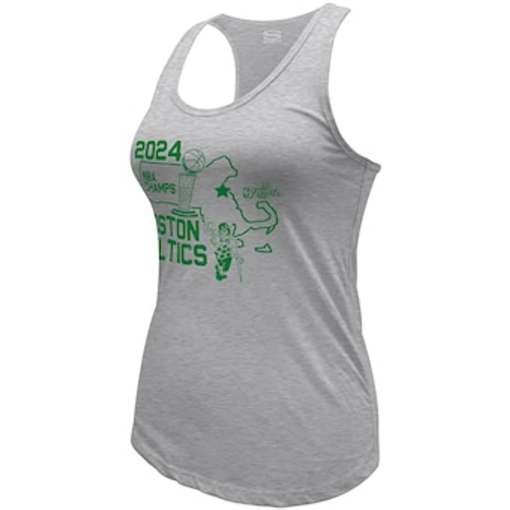 Women's Stadium Essentials Heather Gray Boston Celtics 2024 NBA Finals Champions City State Tank Top