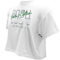 Women's Stadium Essentials White Boston Celtics 2024 NBA Finals Champions Backboard Cropped T-Shirt