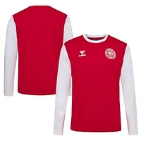 Men's Red Denmark National Team Block Long Sleeve T-Shirt