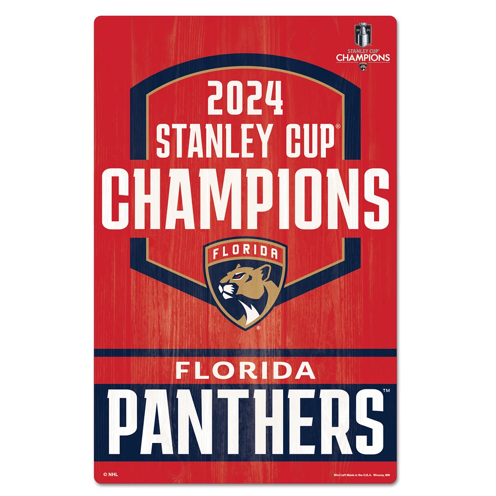 WinCraft Florida Panthers 2024 Stanley Cup Champions 11" x 17" Wood Sign