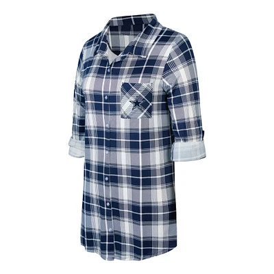 Women's Concepts Sport Navy Dallas Cowboys Ashford Plaid Knit Nightshirt