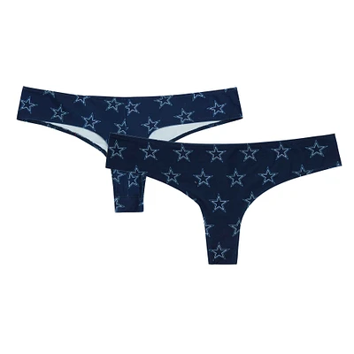 Women's Concepts Sport Navy Dallas Cowboys Record Allover Print Knit Thong