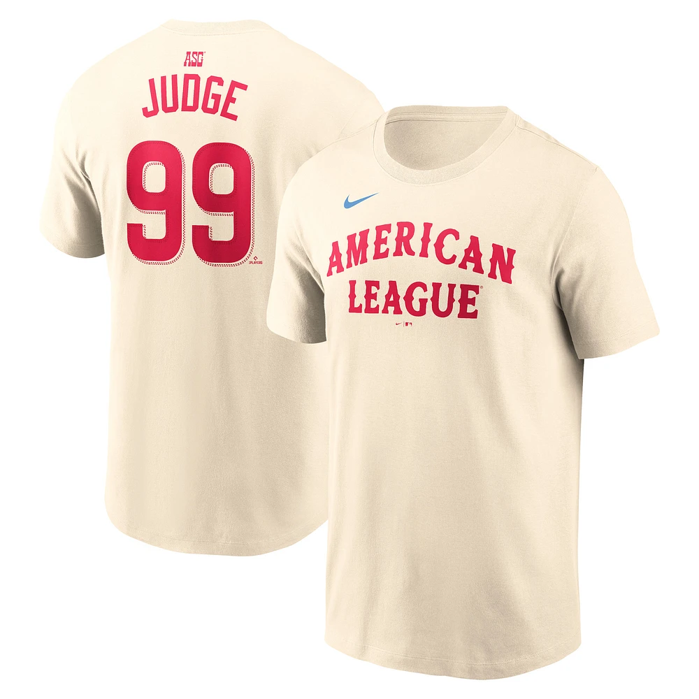 Men's Nike Aaron Judge Cream American League 2024 MLB All-Star Game Name & Number T-Shirt