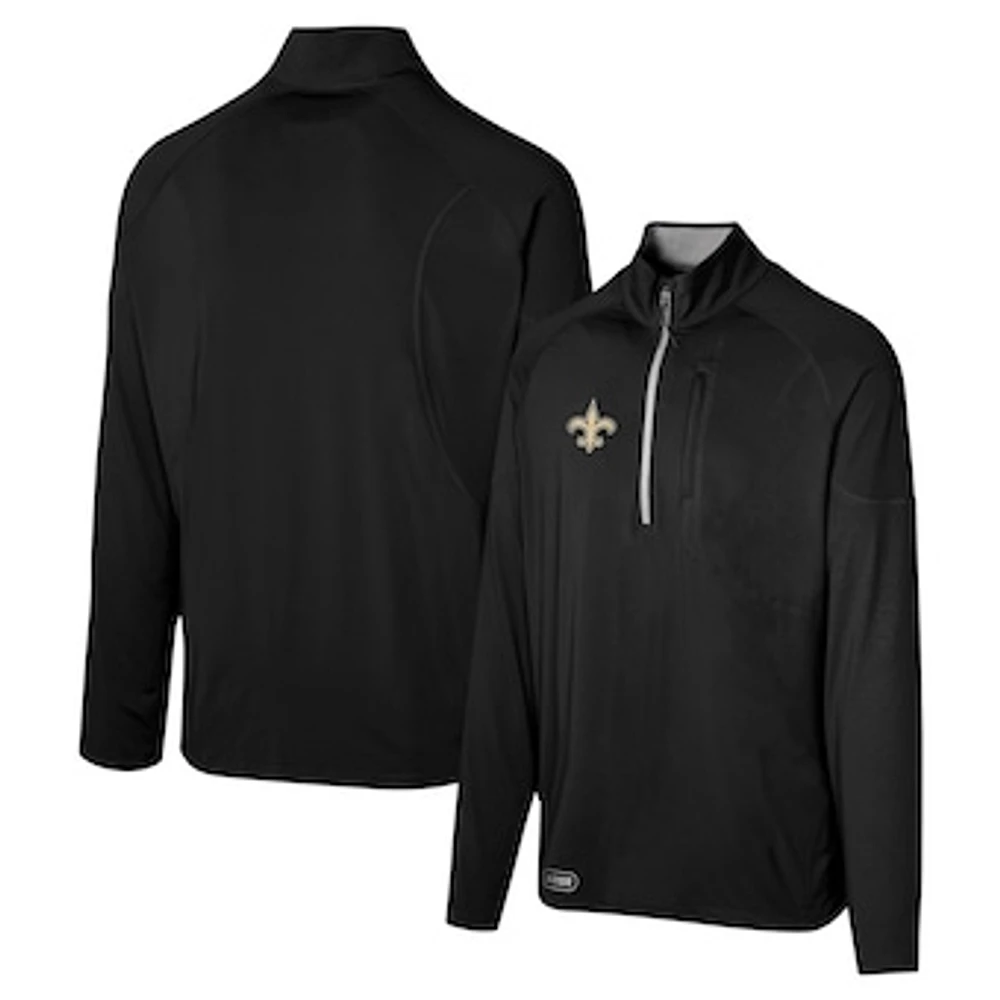 Men's Black New Orleans Saints Grind Iron Quarter-Zip Top