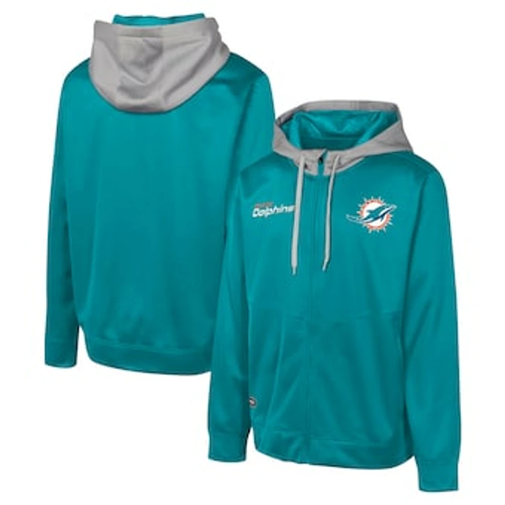 Men's Aqua Miami Dolphins Replay Fashion Graphic Full-Zip Hoodie Jacket