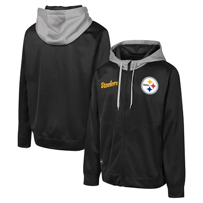 Men's Black Pittsburgh Steelers Replay Fashion Graphic Full-Zip Hoodie Jacket