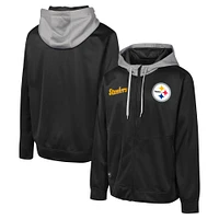 Men's Black Pittsburgh Steelers Replay Fashion Graphic Full-Zip Hoodie Jacket