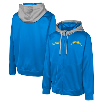 Men's Powder Blue Los Angeles Chargers Replay Fashion Graphic Full-Zip Hoodie Jacket