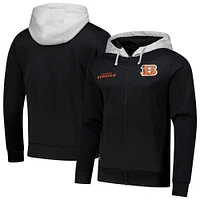 Men's Black Cincinnati Bengals Replay Fashion Graphic Full-Zip Hoodie Jacket