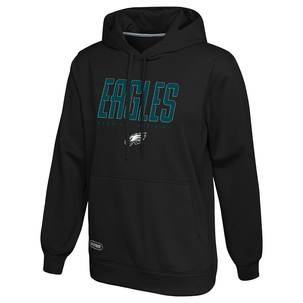 Men's Black Philadelphia Eagles Combine Authentic Pullover Hoodie