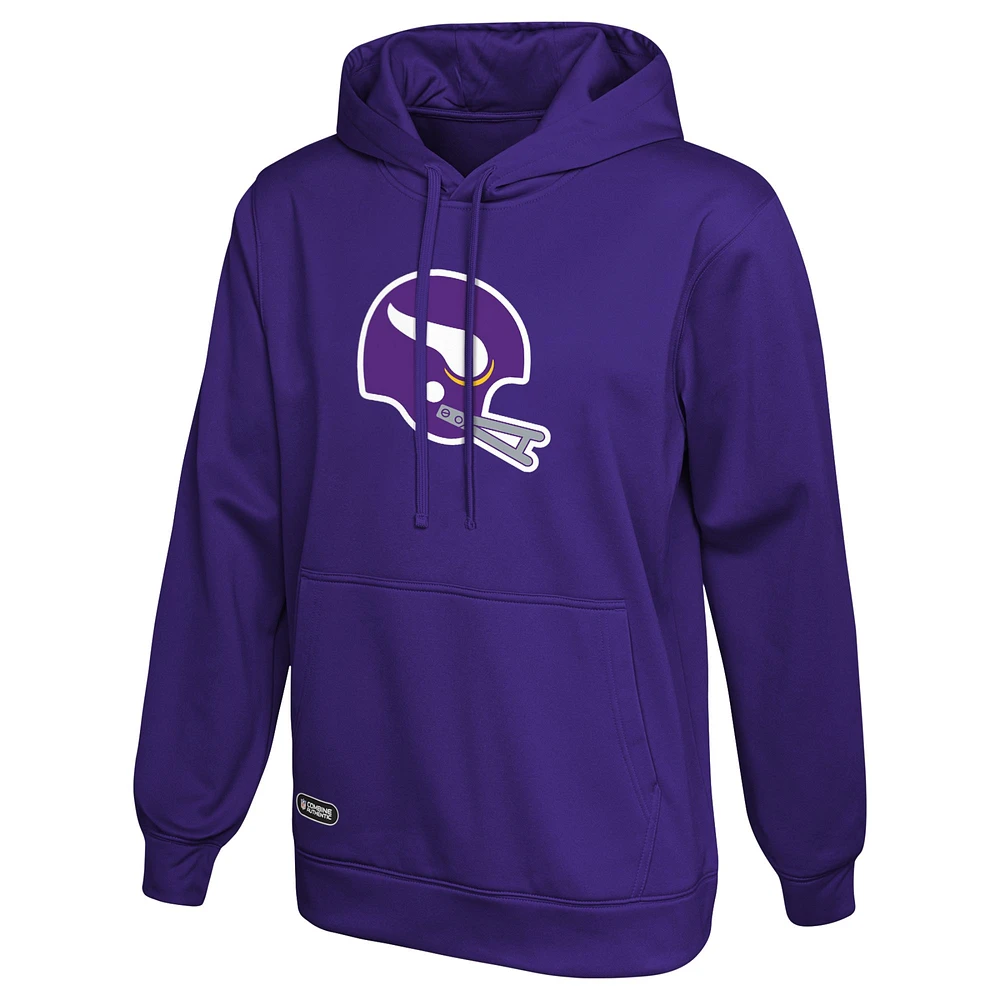 Men's Purple Minnesota Vikings Combine Authentic Retro Logo Pullover Hoodie