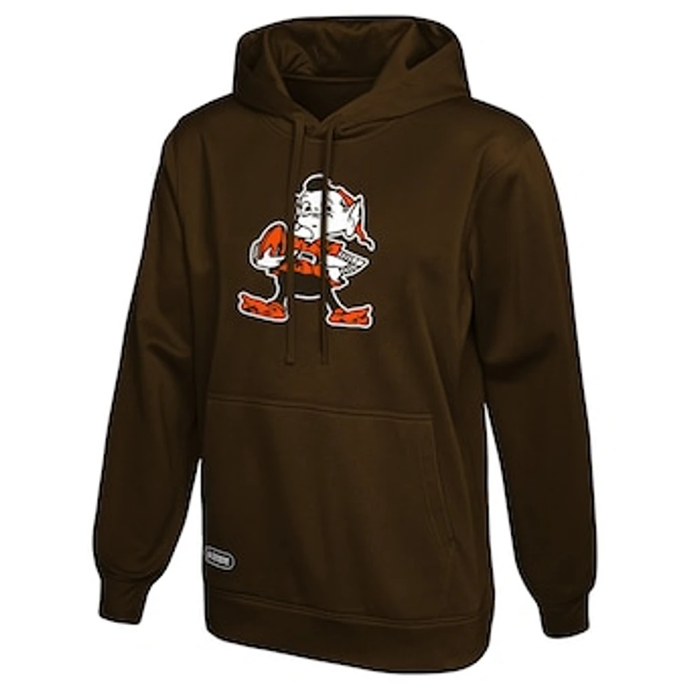 Men's Brown Cleveland Browns Combine Authentic Retro Logo Pullover Hoodie