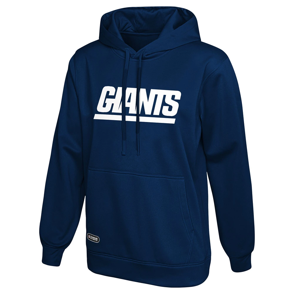 Men's Navy New York Giants Combine Authentic Retro Logo Pullover Hoodie