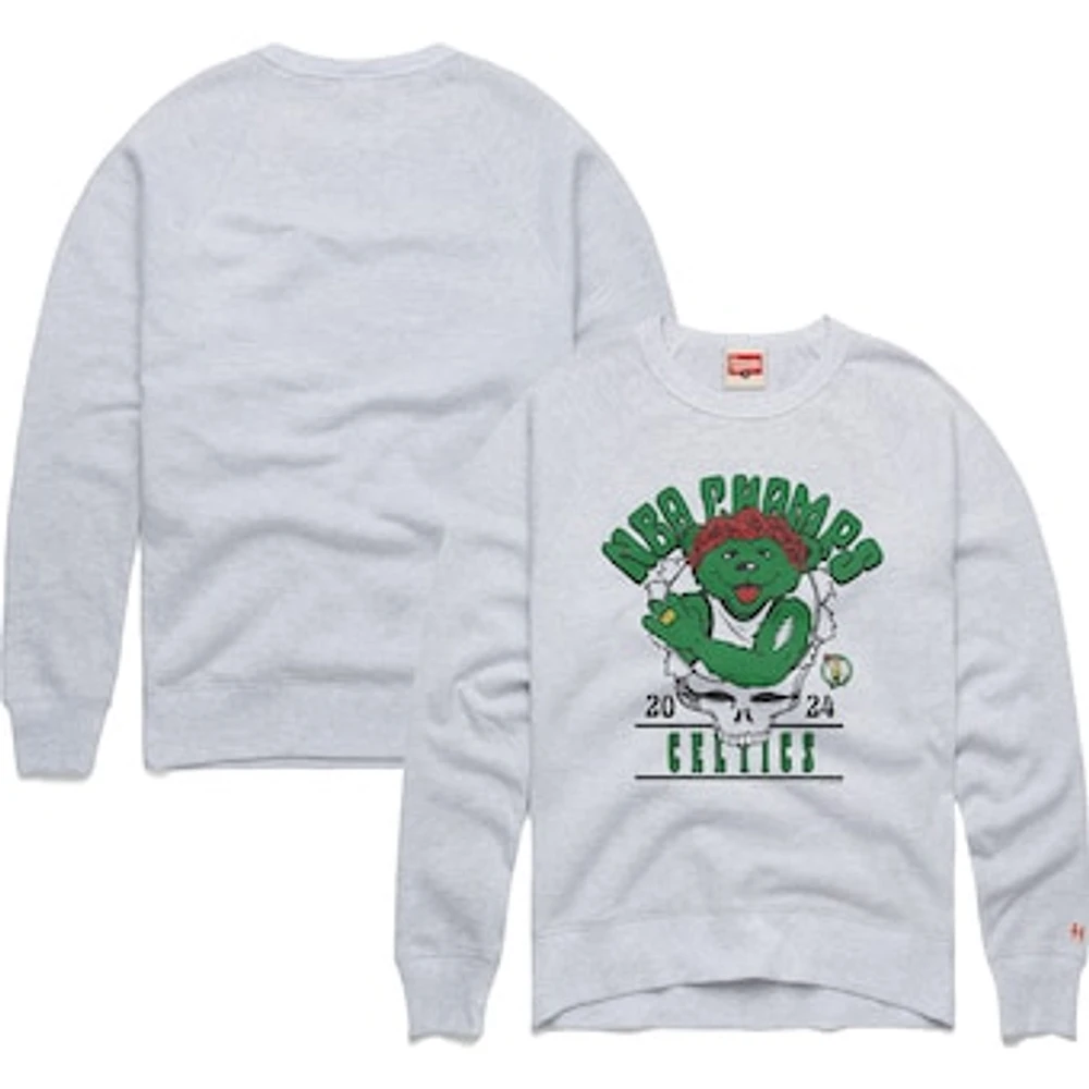 Unisex Homage Ash Boston Celtics 2024 NBA Finals Champions Grateful Dead Tri-Blend Pullover Sweatshirt