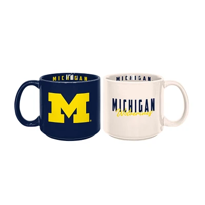 Michigan Wolverines 2-Pack 15oz. Stackable Mug Set