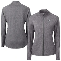 Women's Cutter & Buck Heather Black Baltimore Orioles Adapt Eco Knit Recycled Full-Zip Jacket