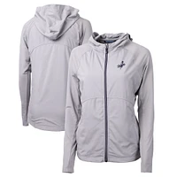 Women's Cutter & Buck Gray Los Angeles Dodgers Adapt Eco Knit Hybrid Recycled Raglan Full-Zip Hoodie
