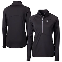 Women's Cutter & Buck Black Detroit Tigers Adapt Eco Knit Stretch Recycled Half-Zip DryTec Top