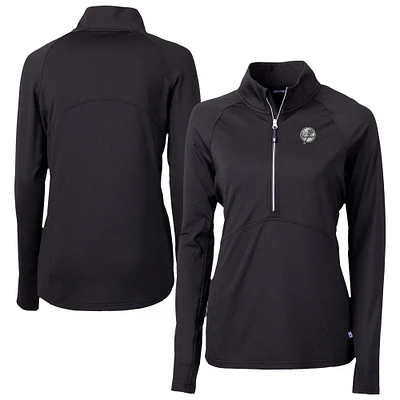 Women's Cutter & Buck Black New York Yankees Adapt Eco Knit Stretch Recycled Half-Zip DryTec Top