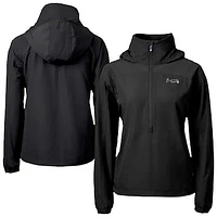 Women's Cutter & Buck Black Atlanta Braves Charter Eco Recycled Half-Zip Anorak Jacket