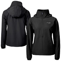 Women's Cutter & Buck Black Atlanta Braves Charter Eco Recycled Half-Zip Anorak Jacket