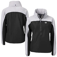 Women's Cutter & Buck Black/Gray Cincinnati Reds Charter Eco Recycled Half-Zip Anorak Jacket