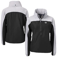 Women's Cutter & Buck Black/Gray Cincinnati Reds Charter Eco Recycled Half-Zip Anorak Jacket