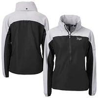 Women's Cutter & Buck Black/Gray Tampa Bay Rays Charter Eco Recycled Half-Zip Anorak Jacket
