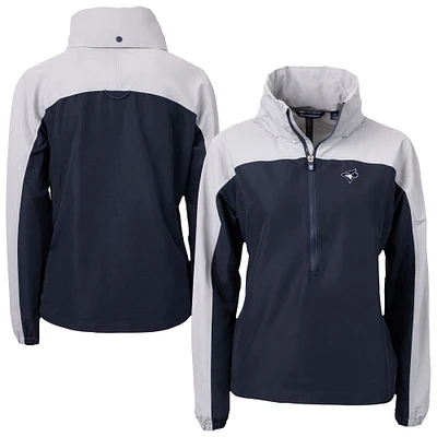 Women's Cutter & Buck Navy/Gray Toronto Blue Jays Charter Eco Recycled Half-Zip Anorak Jacket