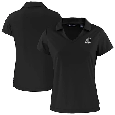 Women's Cutter & Buck Black Miami Marlins Daybreak Eco Recycled V-Neck Polo