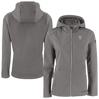 Women's Cutter & Buck Charcoal Washington Nationals Evoke Eco Softshell Recycled Full-Zip Hoodie Jacket